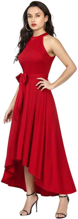 Women Drop Waist Red Dress