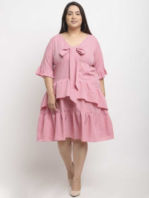 Women A-line Pink Dress