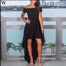 Sexy black asymmetric dress