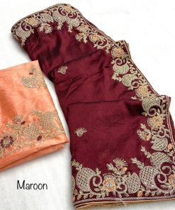 Maroon silk Saree